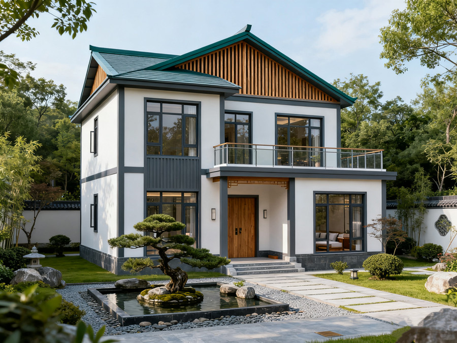 兩層260平方米現代中式風格的輕鋼別墅戶型賞析(圖1)